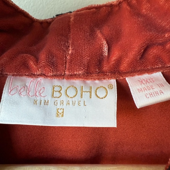 BELLE KIM GRAVEL Velvet Floral Embroidered Open Cardigan Jacket Boho Kimono XXS - Picture 5 of 8